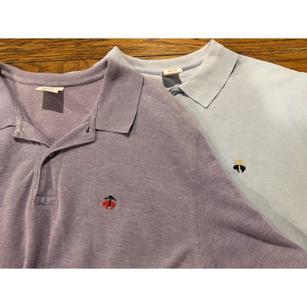 Brooks Brothers Set Of 2 346 Polo Shirt Mens Large Purple Blue Fall
